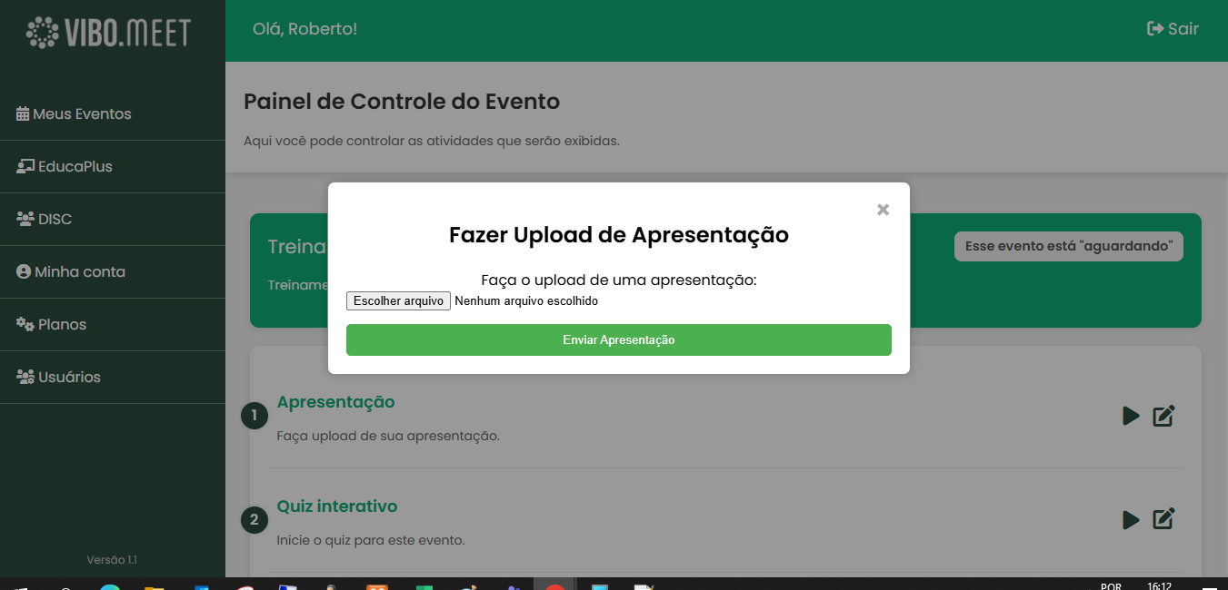 Envie sua apresentação